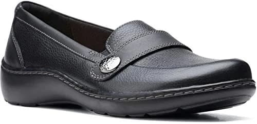 Clarks Women's Cora Daisy Loafer Black Tumbled Leather Wide | Fashion Casual Slip-On thumbnail 5