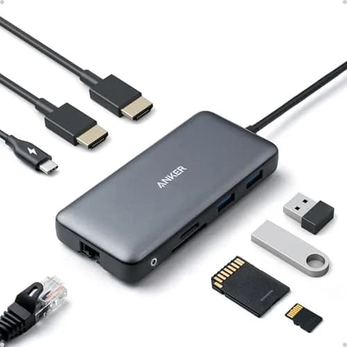 Anker 8-in-1 USB C Hub Dual Monitor Docking Station 4K HDMI | Expands Laptop Connectivity — 8 in 1 【2 HDMI + Ethernet】