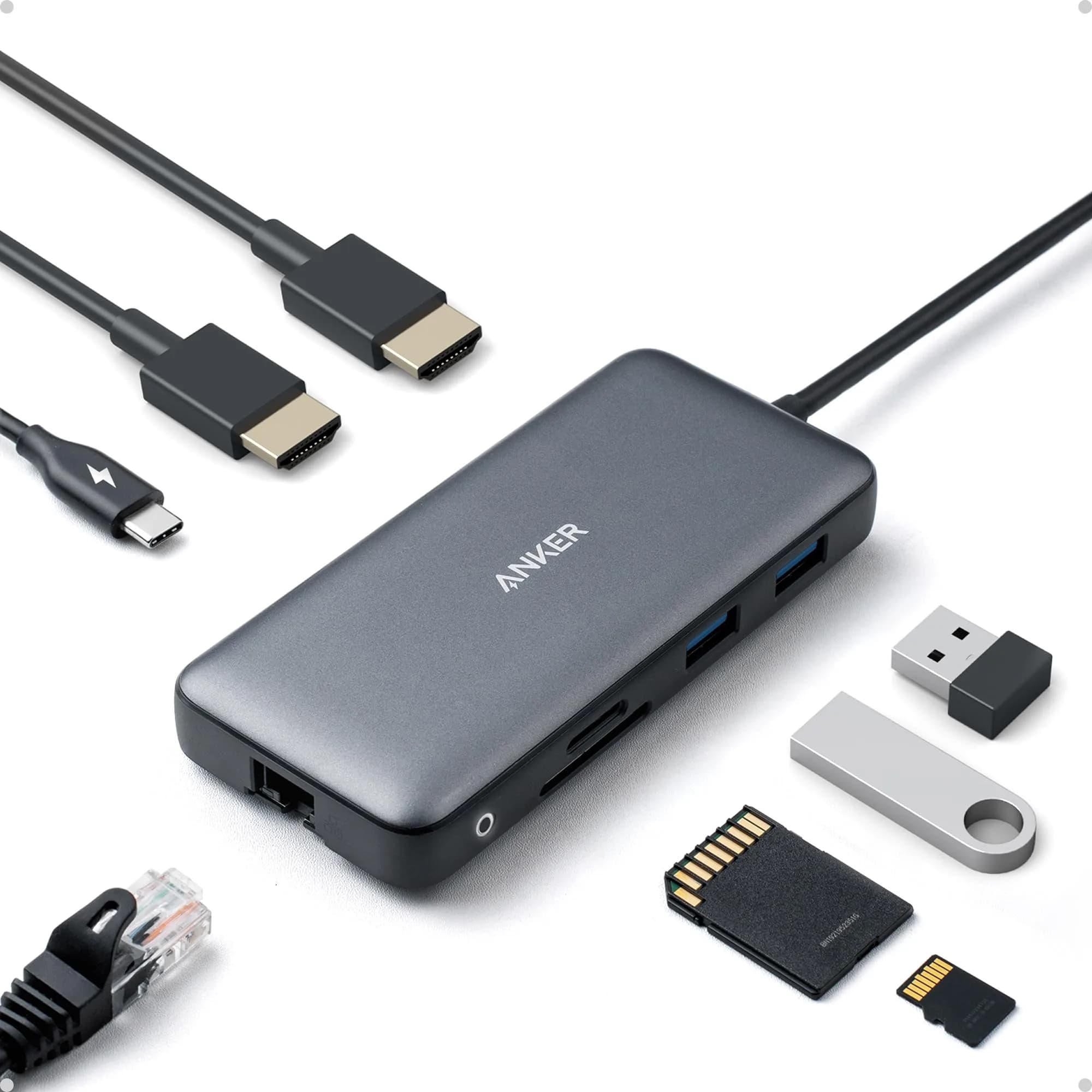 Anker 8-in-1 USB C Hub Dual Monitor Docking Station 4K HDMI | Expands Laptop Connectivity