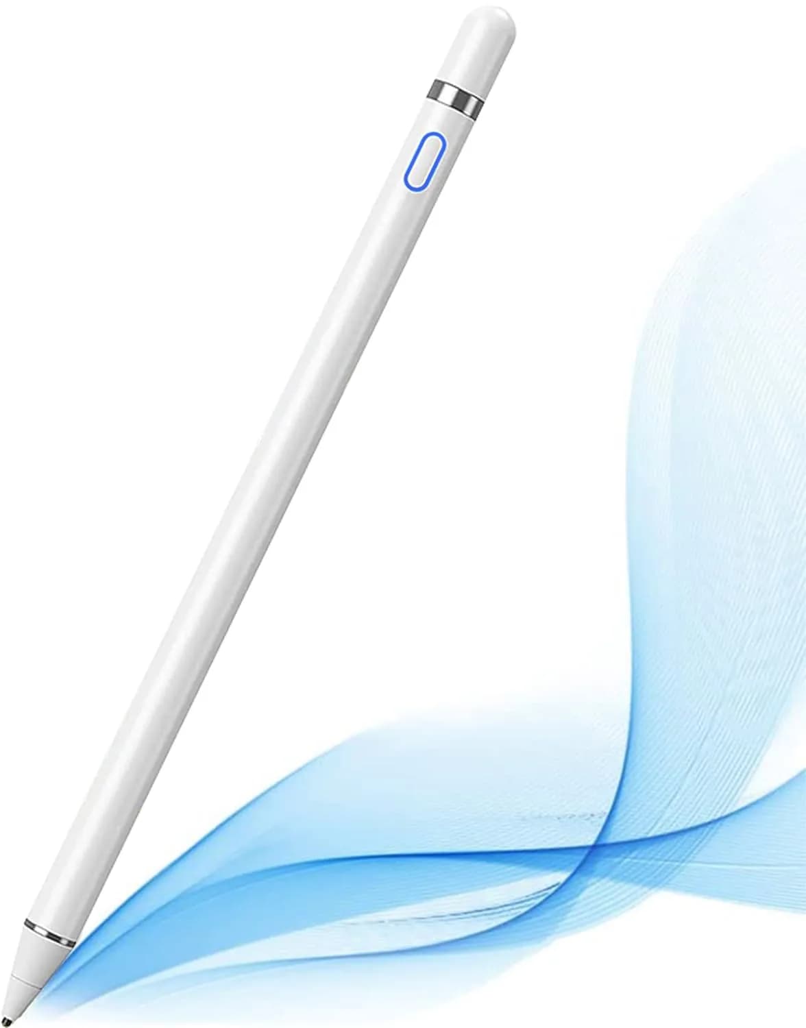 DOGAIN Black Stylus Pen for iOS & Android Touch Screens | 1.45mm Fine Point Rechargeable Stylus Pen for iPad/iPhone/Android/Tablet/Switch — White