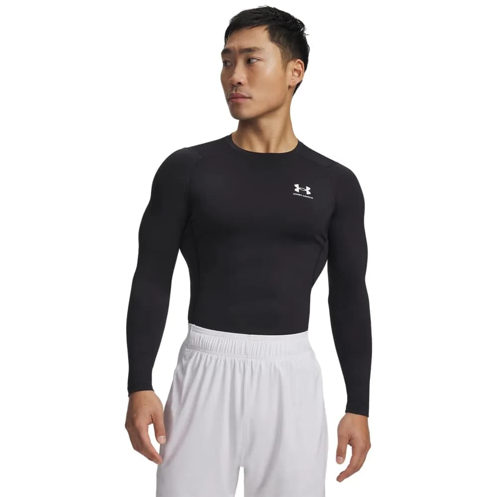 Under Armour Armour HeatGear Compression Long-Sleeve T-Shirt Medium | Sweat-Wicking & Durable — Black (001)/White