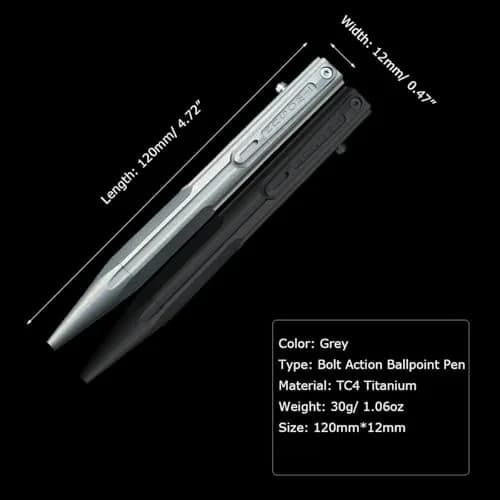 Hamans Bolt Action Pen Titanium Ballpoint Pen 120mm | Compact, Refillable, Multicolored thumbnail 6