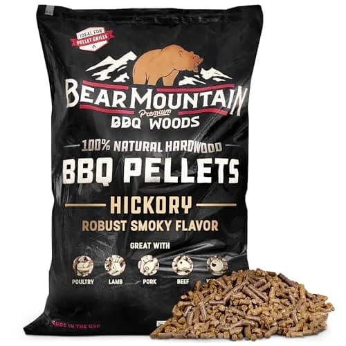 Bear Mountain Hickory Wood Pellets for Smoker and Grill, 40lb Bag | All-Natural Hardwood Flavor for Outdoor Cooking thumbnail 1