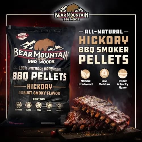 Bear Mountain Hickory Wood Pellets for Smoker and Grill, 40lb Bag | All-Natural Hardwood Flavor for Outdoor Cooking thumbnail 3