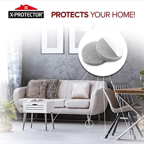 X-Protector Grey 48 PCS 1" Round Furniture Floor Protector Pads | Protects Wood & Laminate Floors thumbnail 6
