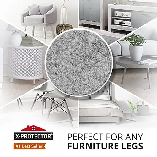 X-Protector Grey 48 PCS 1" Round Furniture Floor Protector Pads | Protects Wood & Laminate Floors thumbnail 3