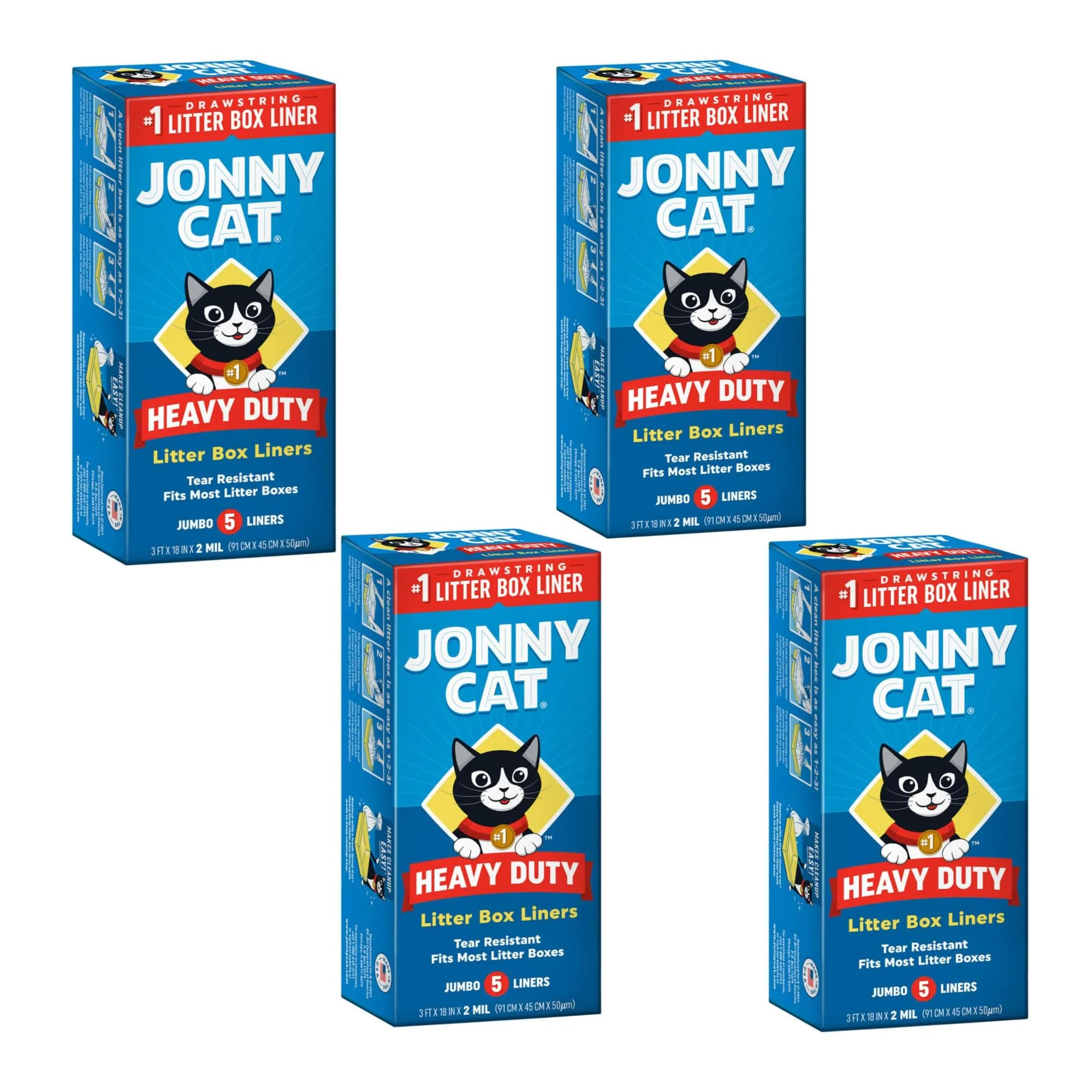 JONNY CAT Heavy Duty Drawstring Litter Box Liners 20 Count (91cm x 45cm) | Tear Resistant & Easy Disposal - main product image