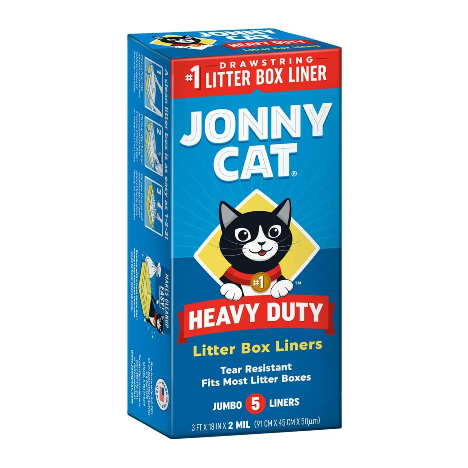 JONNY CAT Heavy Duty Drawstring Litter Box Liners 20 Count (91cm x 45cm) | Tear Resistant & Easy Disposal - view 2