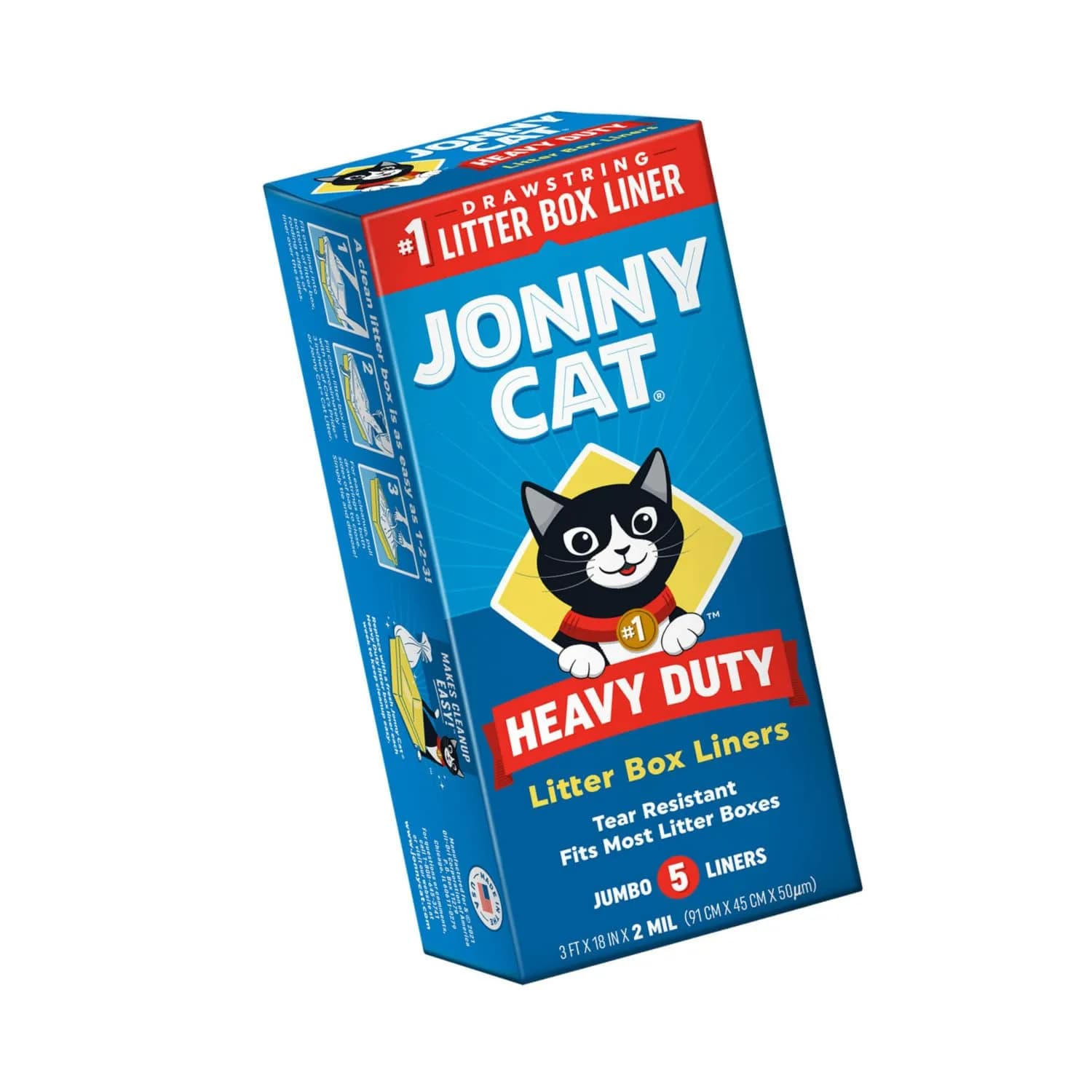 JONNY CAT Heavy Duty Drawstring Litter Box Liners 20 Count (91cm x 45cm) | Tear Resistant & Easy Disposal - view 3