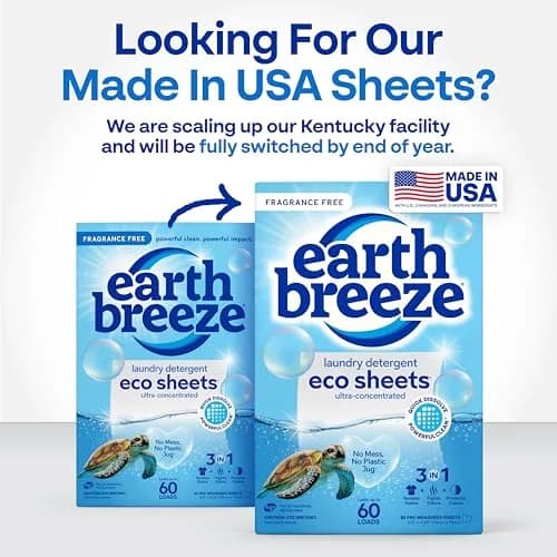 Earth Breeze Fragrance-Free Laundry Detergent Sheets 30 Count (60 Loads) | Eco-Friendly Liquidless Soap thumbnail 2