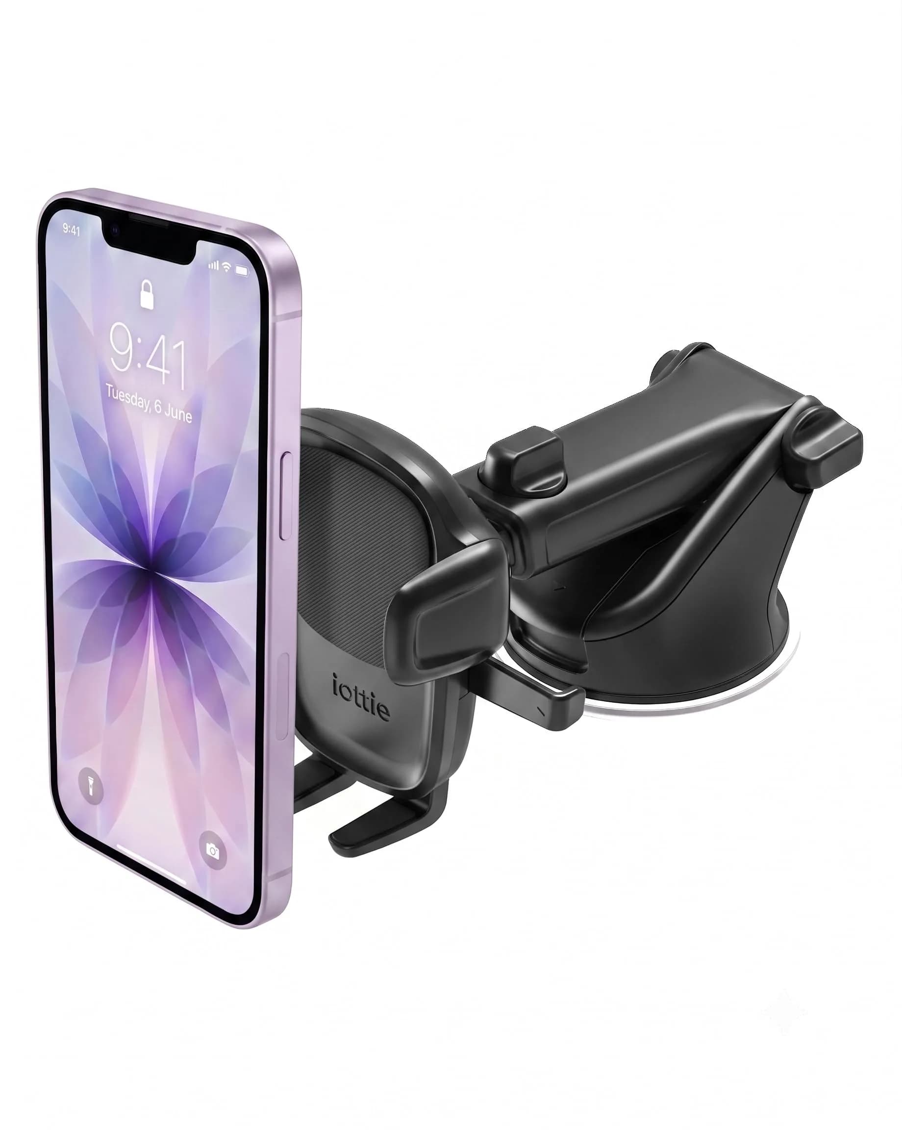 iOttie Easy One Touch 5 Signature Dashboard & Windshield Car Mount Phone Holder with Telescopic Arm, 20.3 cm (8 inches) Extension | Secure Grip for Smartphones — Dash & Windshield