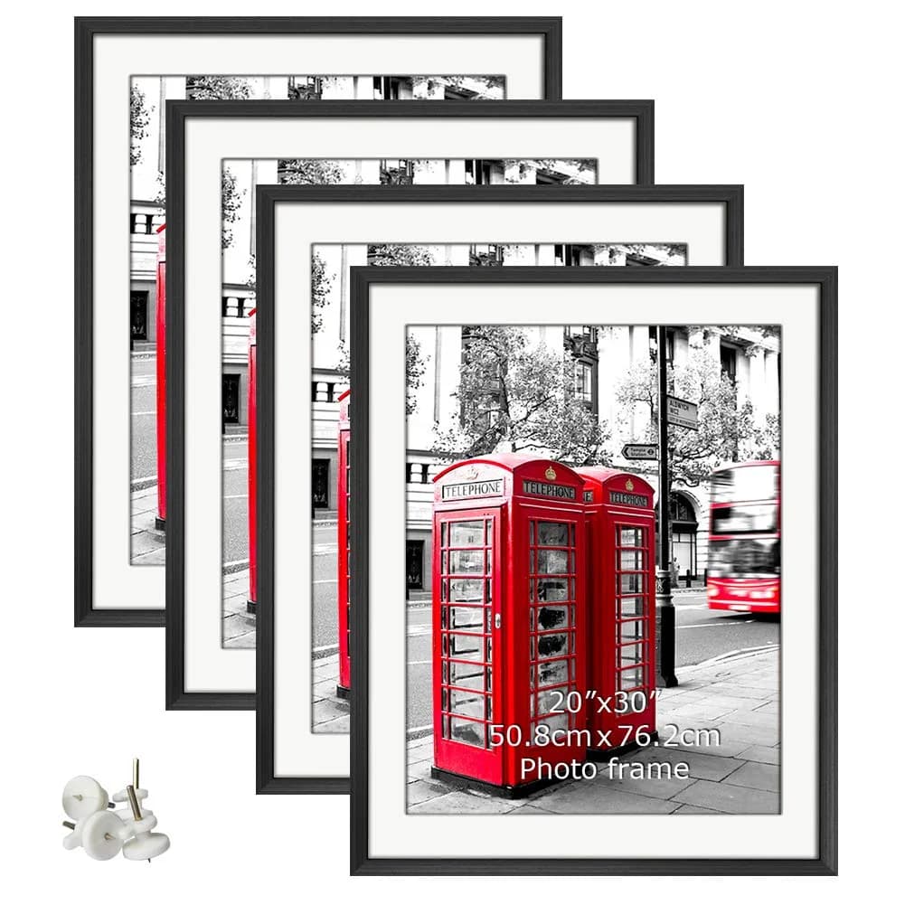Giftgarden 24x36 Wall & Tabletop Picture Frame Set of 4 | Matte to 20x30 Inch Art Display