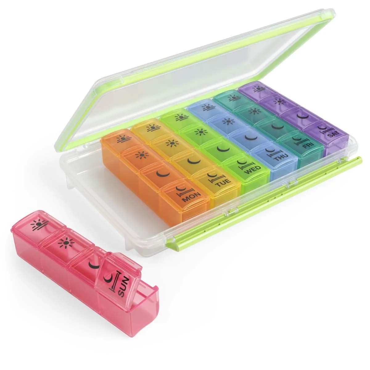 EZY DOSE Weekly Pill Organizer Case with 7 Pop-Out Compartments | 22.9 cm (9 in) Length - main product image