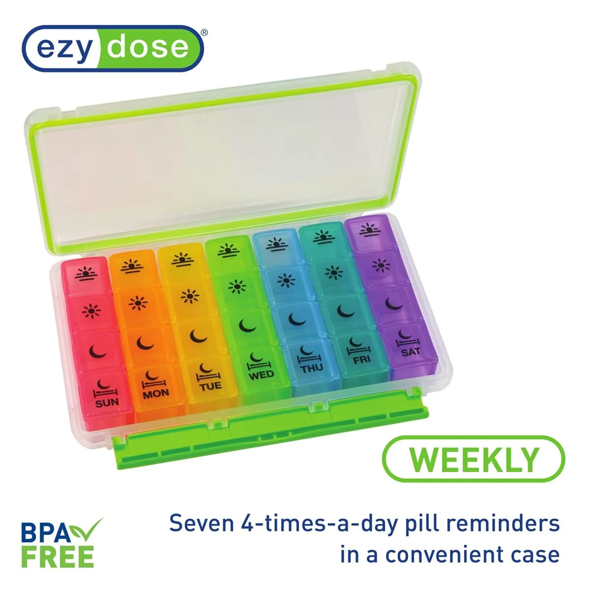 EZY DOSE Weekly Pill Organizer Case with 7 Pop-Out Compartments | 22.9 cm (9 in) Length - view 2