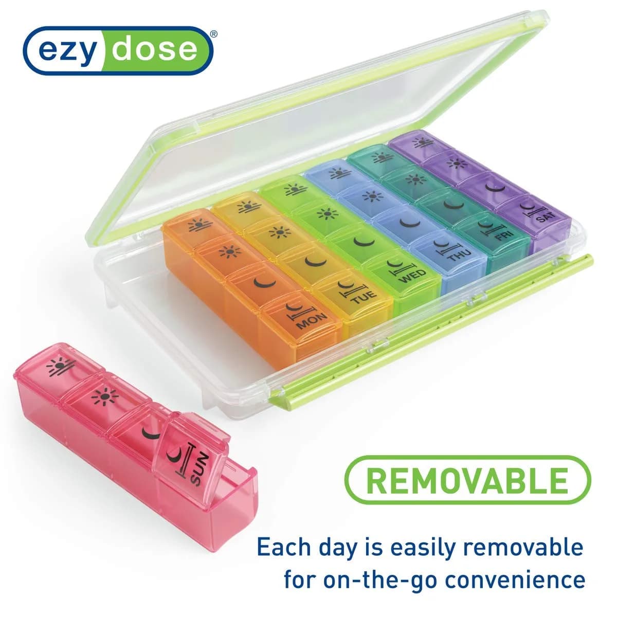 EZY DOSE Weekly Pill Organizer Case with 7 Pop-Out Compartments | 22.9 cm (9 in) Length - view 3