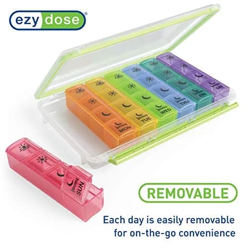 EZY DOSE Weekly Pill Organizer Case with 7 Pop-Out Compartments | 22.9 cm (9 in) Length thumbnail 3
