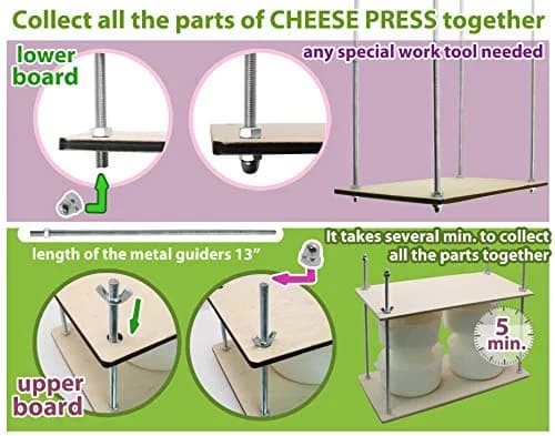 PetriStor Wooden Cheese Press 16in | Durable Home Cheese Making Tool with Metal Guides thumbnail 5