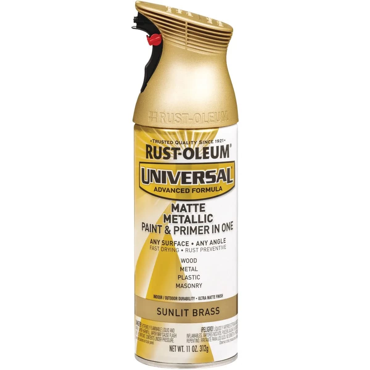 Rust-Oleum Universal Matte Sunlit Brass All Surface Metallic Spray Paint, 11 oz (Pack of 1) - main product image