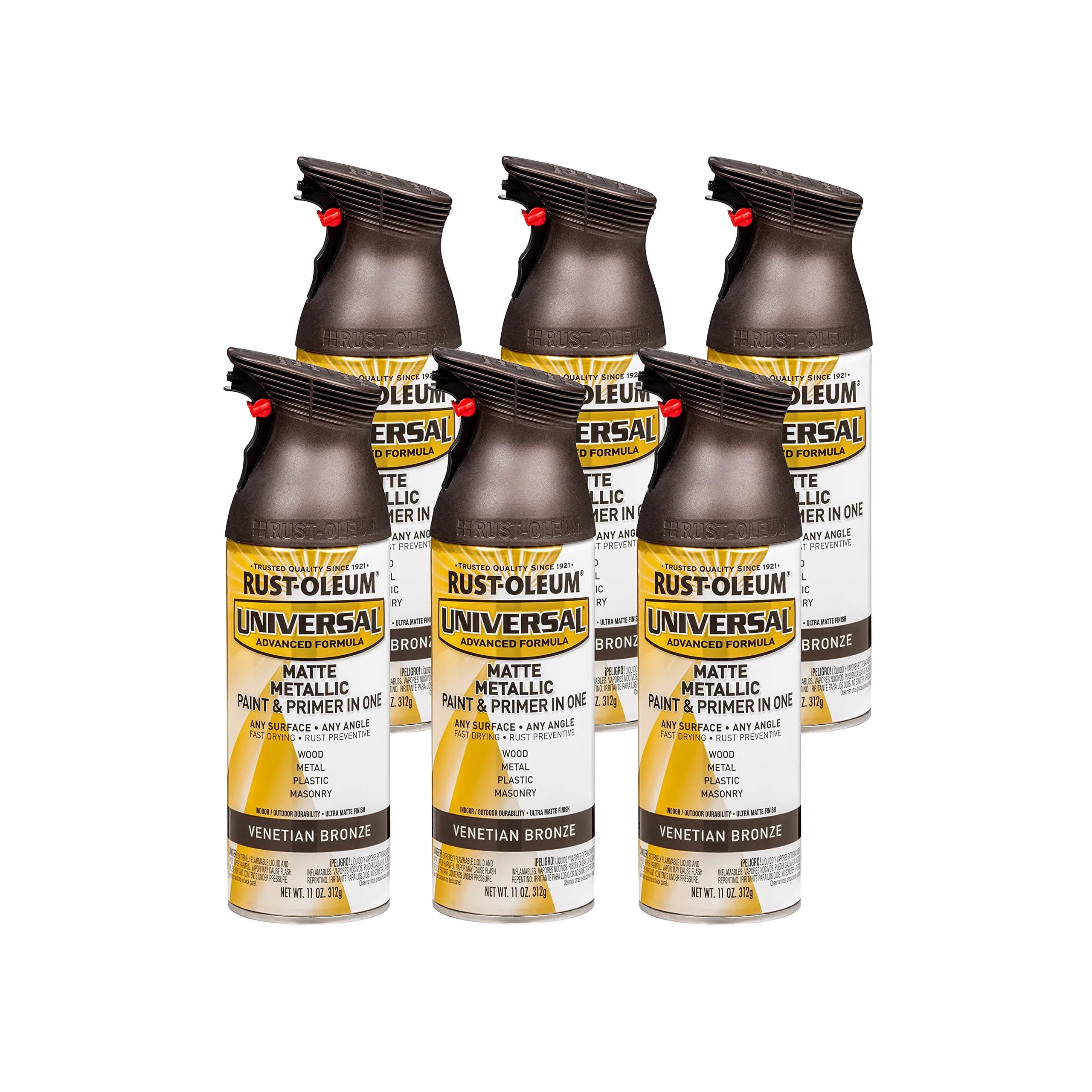 Rust-Oleum Universal Matte Venetian Bronze Metallic All Surface Clear Topcoat Spray, 11 oz (Pack of 6) - main product image