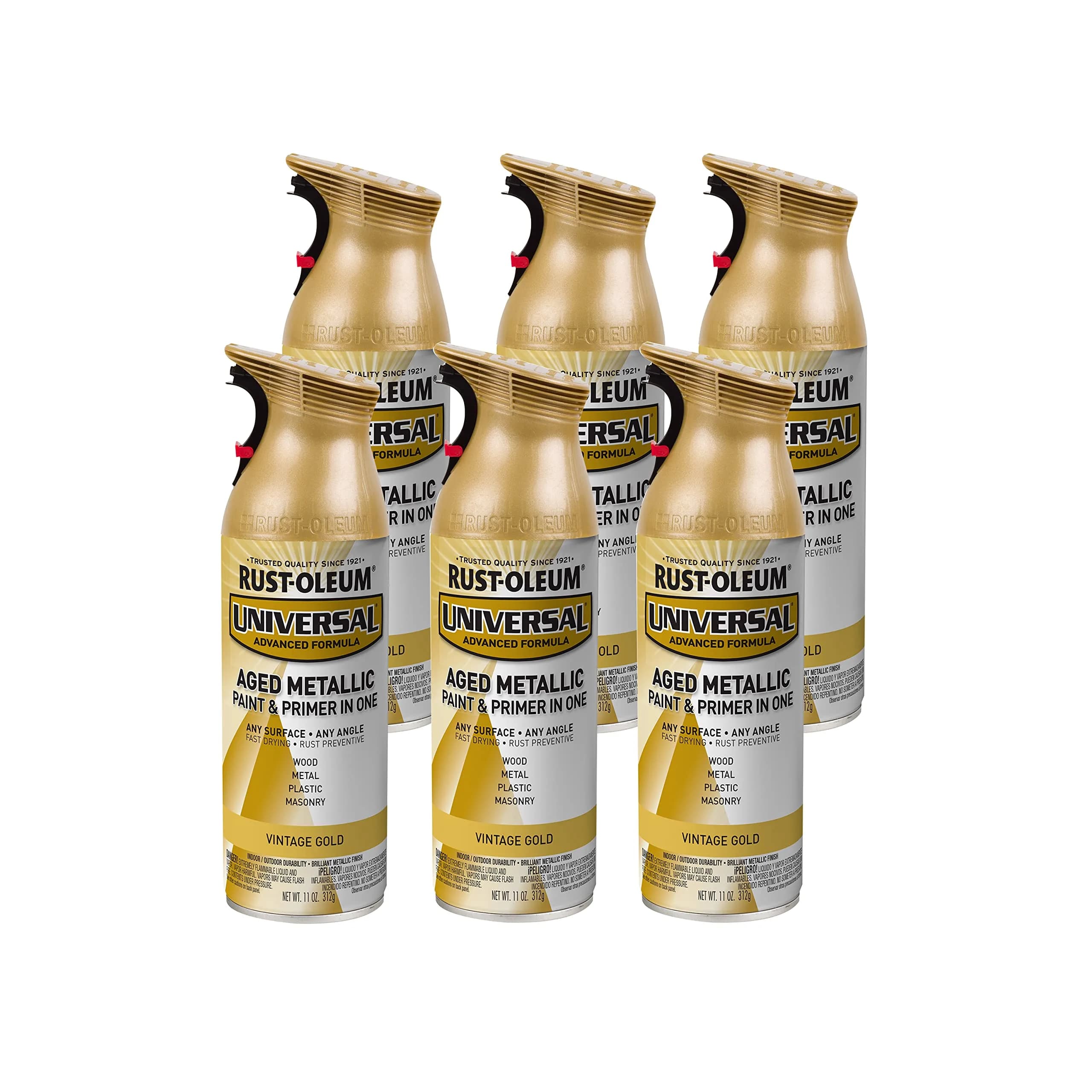 Rust-Oleum Vintage Gold Metallic All Surface Spray Topcoat, 11 oz (Pack of 6) - main product image