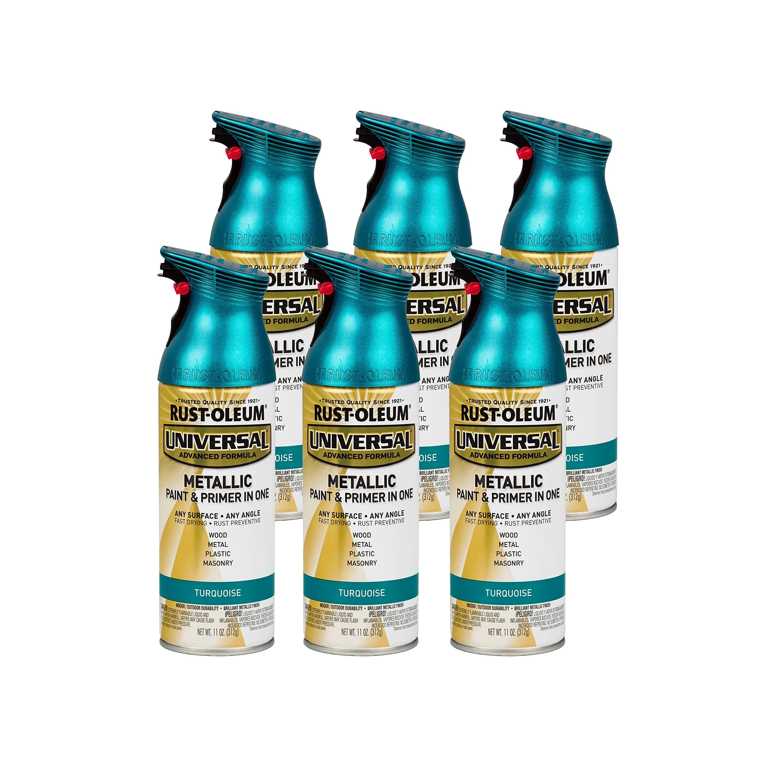 Rust-Oleum Universal All Surface Turquoise Metallic Spray Paint, 11 oz (Pack of 6) - main product image