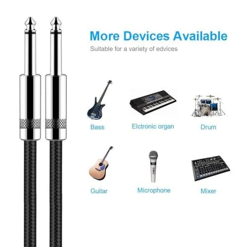 New Bee 20 ft (6.1 m) Instrument Cable | Low Noise High Fidelity Balanced Audio thumbnail 3