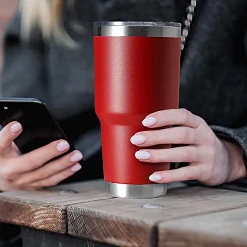 HASLE OUTFITTERS Red 30oz (887ml) Stainless Steel Tumbler Set | Insulated Travel Mug for Hot & Cold Drinks thumbnail 6