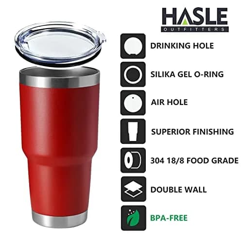 HASLE OUTFITTERS Red 30oz (887ml) Stainless Steel Tumbler Set | Insulated Travel Mug for Hot & Cold Drinks thumbnail 2