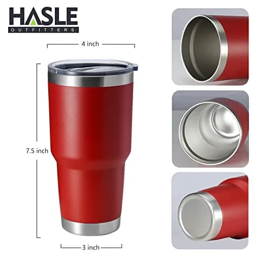 HASLE OUTFITTERS Red 30oz (887ml) Stainless Steel Tumbler Set | Insulated Travel Mug for Hot & Cold Drinks thumbnail 3