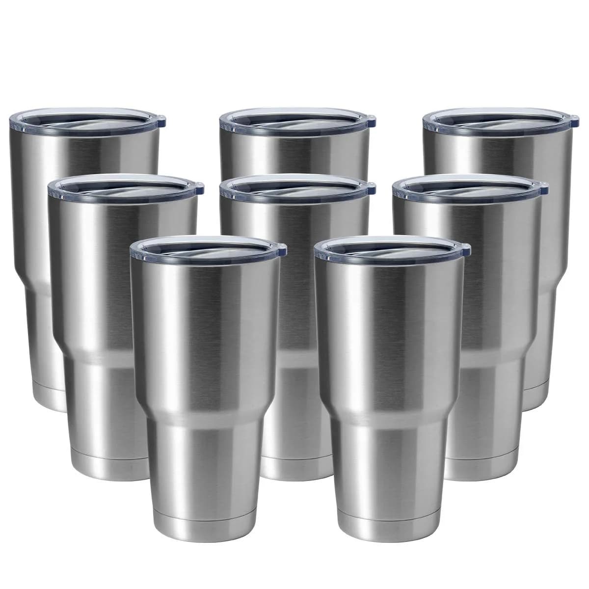 HASLE OUTFITTERS 30oz (850ml) Stainless Steel Tumbler Gift Set | Double Wall Vacuum Insulated Travel Mug — Silver