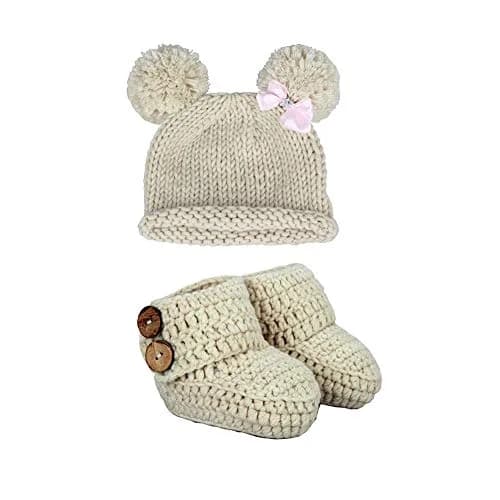 zefen Baby Crochet Booties & Hat Set | Newborn Socks & Cap for Girls & Boys, Cotton, Soft & Handmade thumbnail 1