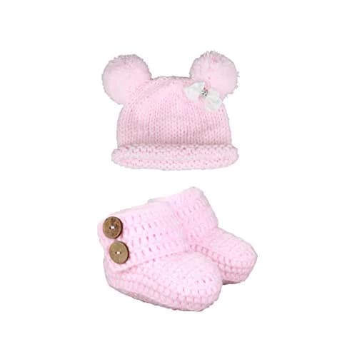 zefen Baby Knit Crochet Booties & Hat Set | Handmade Cotton Newborn Shoes & Cap (0-3 months) thumbnail 1