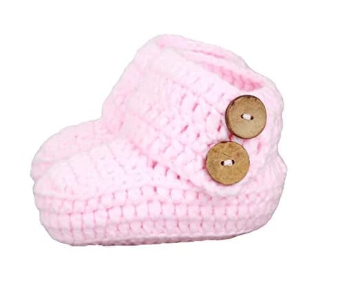 zefen Baby Knit Crochet Booties & Hat Set | Handmade Cotton Newborn Shoes & Cap (0-3 months) thumbnail 2