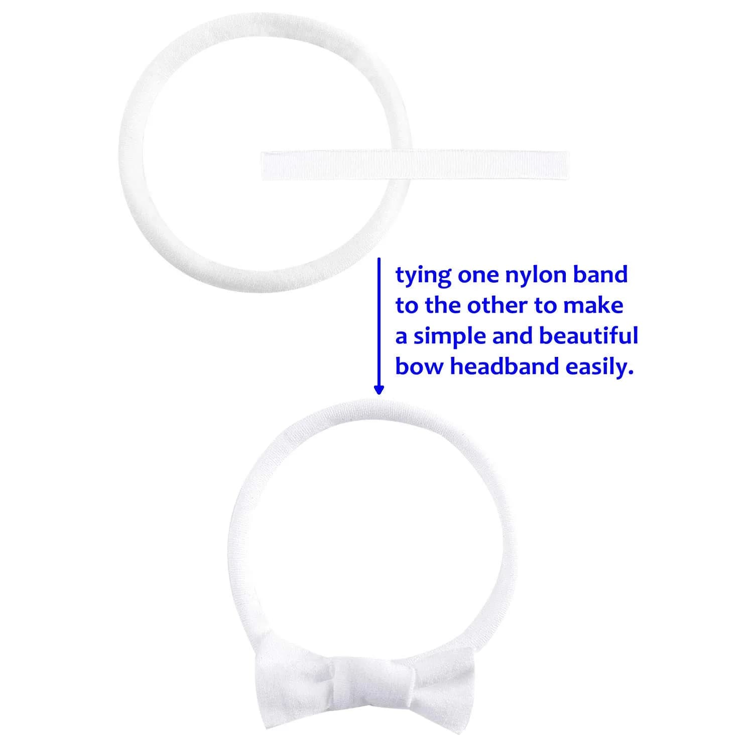 inSowni 50 Pack White Super Soft Stretchy Solid Nylon Headbands for Babies - One Size Fits All - view 4
