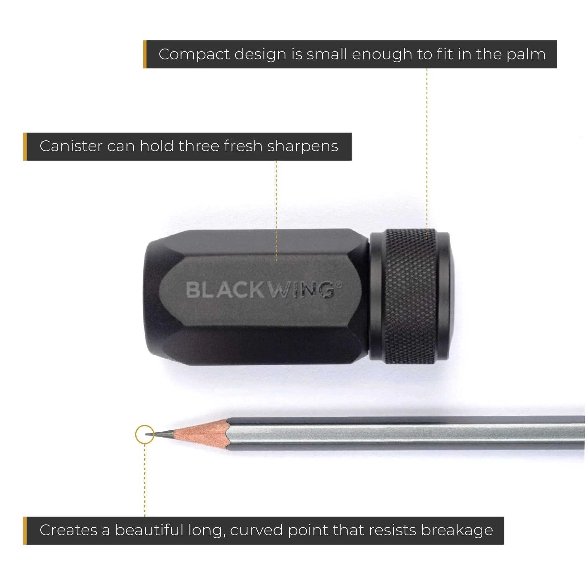 Blackwing One-Step Long Point Pencil Sharpener with German Steel Blade, Black (30mm) - view 2