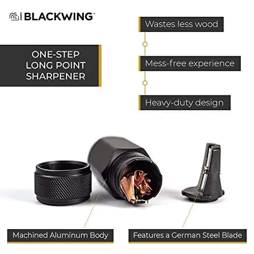Blackwing One-Step Long Point Pencil Sharpener with German Steel Blade, Black (30mm) thumbnail 3