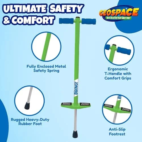 Geospace Jumparoo BOING! JR. Steel POGO STICK for Kids 50-90 Lbs | Active Outdoor Play thumbnail 5