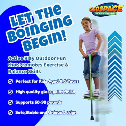 Geospace Jumparoo BOING! JR. Steel POGO STICK for Kids 50-90 Lbs | Active Outdoor Play thumbnail 3