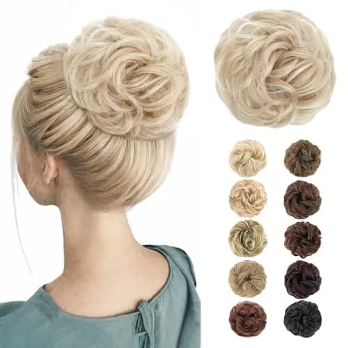 MORICA Messy Bun Hair Piece Ash Blonde & Bleach Blonde Heat Resistant Synthetic Hair (1 Count, 35-40g) thumbnail 1