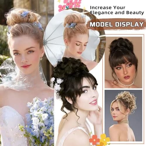 MORICA Messy Bun Hair Piece Ash Blonde & Bleach Blonde Heat Resistant Synthetic Hair (1 Count, 35-40g) thumbnail 6
