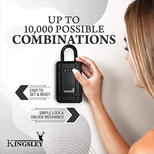 Kingsley KL313 Large Capacity Key Storage Box with Resettable Code, Water Resistant, Black | 12 cu in (200 ml) thumbnail 5