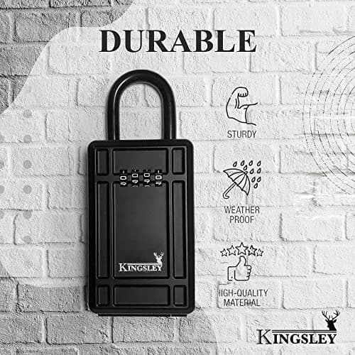 Kingsley KL313 Large Capacity Key Storage Box with Resettable Code, Water Resistant, Black | 12 cu in (200 ml) thumbnail 6
