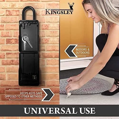Kingsley KL313 Large Capacity Key Storage Box with Resettable Code, Water Resistant, Black | 12 cu in (200 ml) thumbnail 8