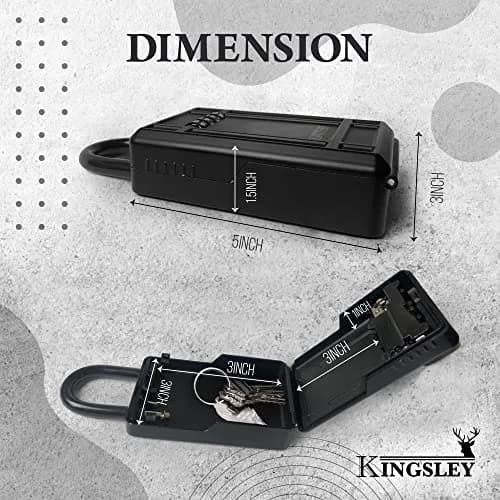 Kingsley KL313 Large Capacity Key Storage Box with Resettable Code, Water Resistant, Black | 12 cu in (200 ml) thumbnail 2