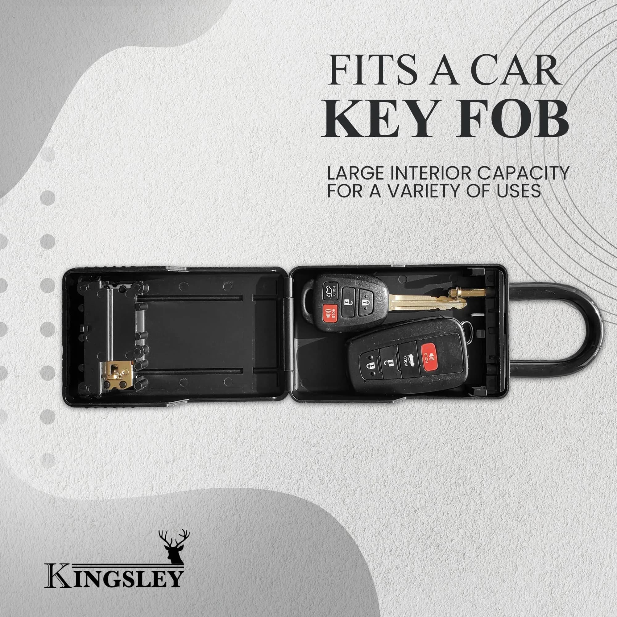 Kingsley KL313 Large Capacity Key Storage Box with Resettable Code, Water Resistant, Black | 12 cu in (200 ml) - view 3