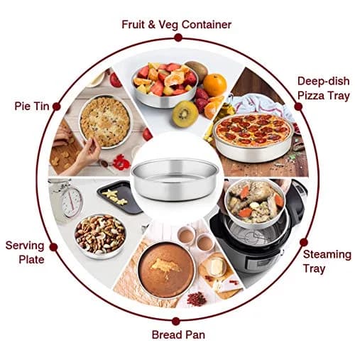 TeamFar 6 Inch Cake Pan Stainless Steel Round Bakeware Set of 3 | Healthy, Leakproof & Dishwasher Safe thumbnail 4
