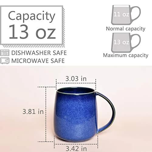 Bosmarlin Ceramic Coffee Mug 385ml (13 oz) | Classic Royal Blue Tea Cup for Office and Home thumbnail 2
