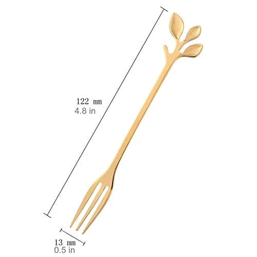 CAMDEA Gold Stainless Steel Dessert Fruit Forks Set of 8, 4.7 inch Specialty Demitasse Stirring Spoons Mini Salad Appetizing Cake Fork | Polished Stainless Steel thumbnail 2