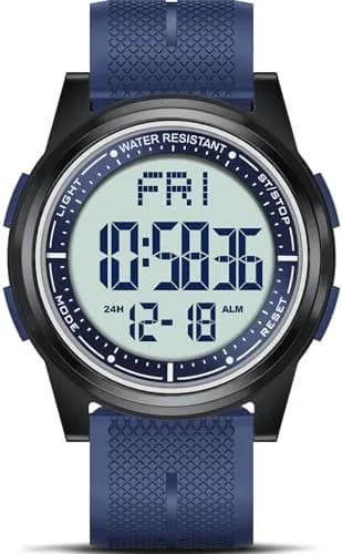 Beeasy Ultra-Thin Digital Watch Blue 44mm (1.73in) Case | Waterproof 50M with Stopwatch & Dual Time thumbnail 1