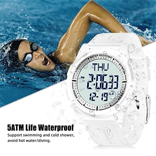 Beeasy Digital Watch for Men Women | 50M Waterproof, Ultra-Thin 6.6mm, 44mm Silicone Sports Watch with Alarm & Stopwatch thumbnail 2
